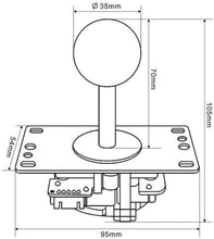 Original SANWA JLF-TP-8YT-SK with Harness Ball Top Handle Arcade Joystick 4 & 8 Way Adjustable, Red Dark Blue Green Yellow White Purple Grey - Sintron