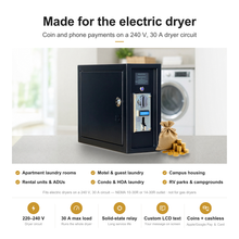 Sintron ST-005 220V/240V Payment Operated Timer Control Power Box - LCD Upgrade Coin & Mobile Payment with Apple Pay Google Pay Paypal Venmo Stripe 3 Prong / 4 Prong for Dryer