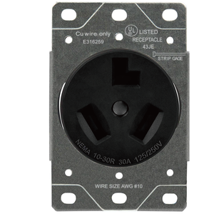 Sintron Heavy Duty Series - NEMA 10-30R Receptacle Outlet, For Clothes Dryer, Kitchen Range & EV Charging, 125/250 Volt 30A Current Rating. UL Listed.