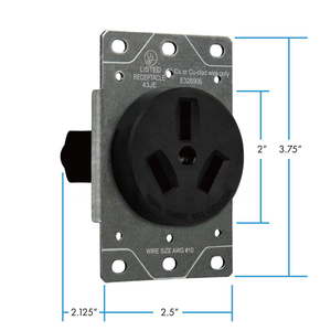 Sintron Heavy Duty Series - NEMA 10-50R Receptacle Outlet, For Clothes Dryers, Kitchen Range & EV Charging, 125/250 Volt 50A Current Rating, UL listed