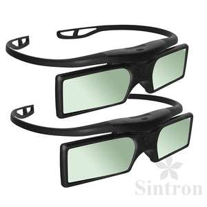 [Sintron] 2X 3D Active DLP-link Glasses Eyewear - support All main Brand (except Epson) 3D-Ready DLP Projectors including Optoma, BenQ, Acer, Dell, Viewsonic, Vivitek, Sharp, LG, NEC, Mitsubishi 3D Projectors, Black, 27g only - Sintron