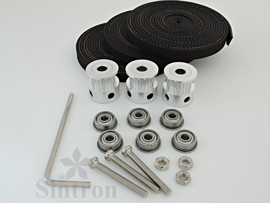 [Sintron] 6X F623ZZ Flange Metal Double Shielded Ball Bearing + 3X 2M Timing Belt + 3X GT2 20 Tooth Pulleys for RepRap Delta Rostock Kossel Mini 3D Printer - Sintron