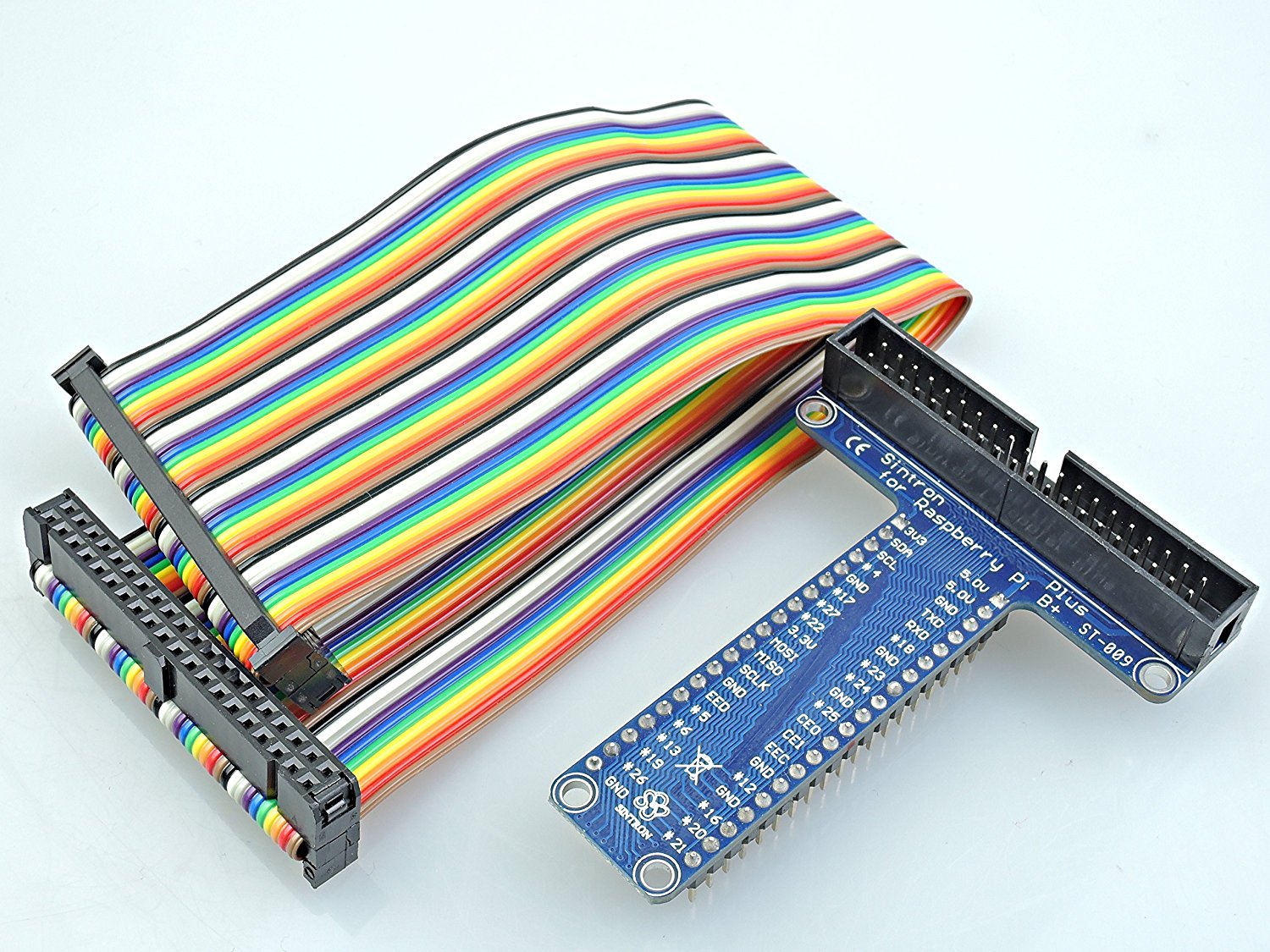 T/U GPIO Extension Board +40Pin Rainbow Cable (+Breadboard) Raspberry Pi  Pi2 B+