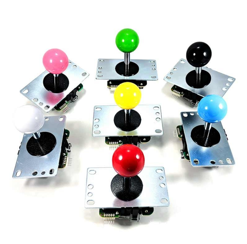 Original SANWA JLF-TP-8YT-SK with Harness Ball Top Handle Arcade Joystick 4  & 8 Way Adjustable, Red Dark Blue Green Yellow White Purple Grey