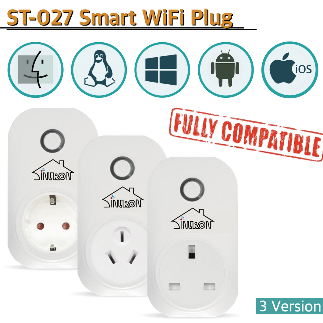 Sintron ST-027 Smart Plug Socket - Works with iPhone Siri Amazon Alexa Google Home Google Assistant , no Hub required , Energy Saving A+++, compatible with Smart Phone/PC/Mac/Linux/Windows/iOS/Android - Sintron